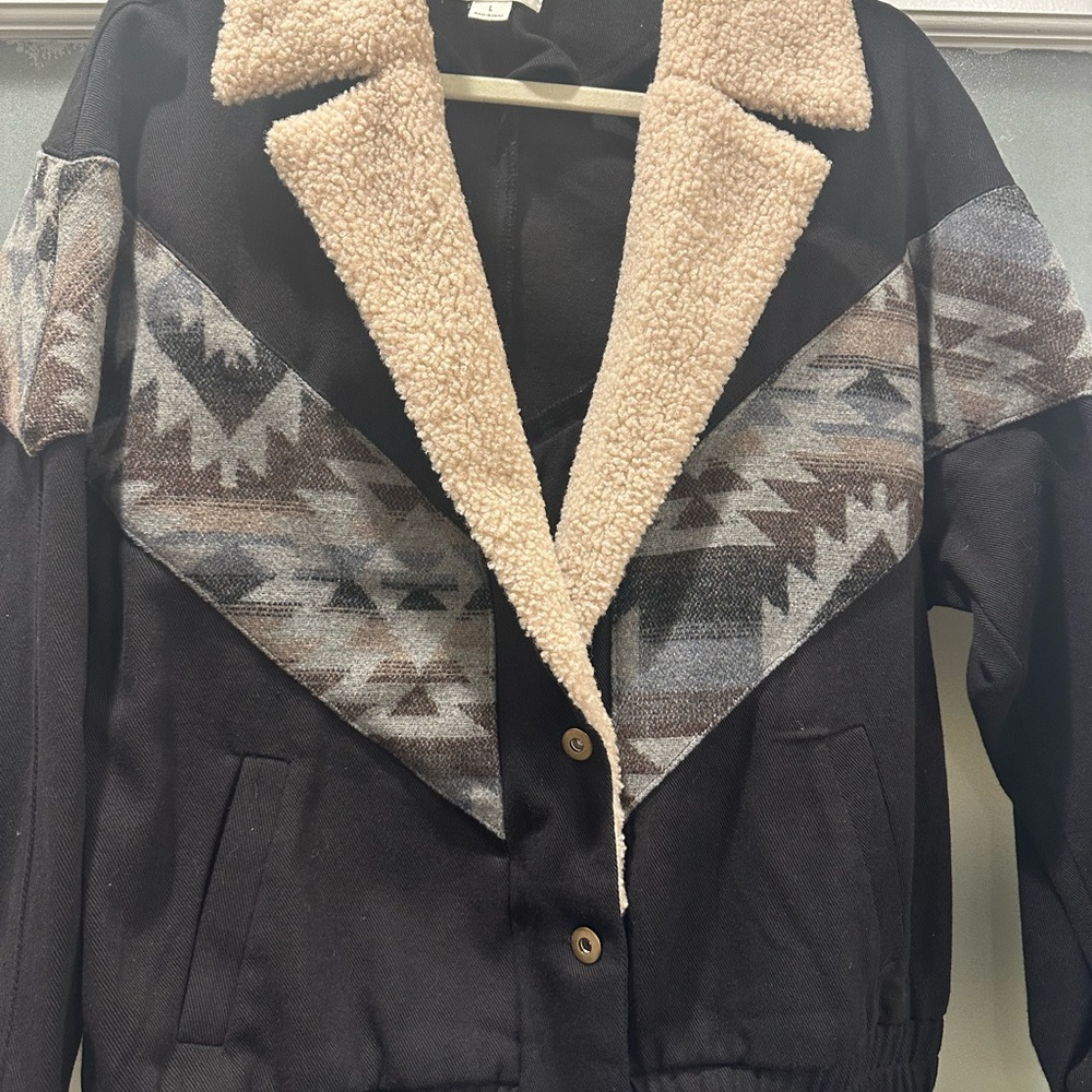 Tribal Pattern Sherpa Jacket